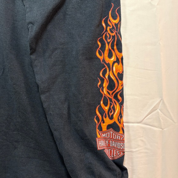 Harley Davidson Chicago Skyline Flames Long Sleeve Mens Shirt Large - Picture 5 of 5